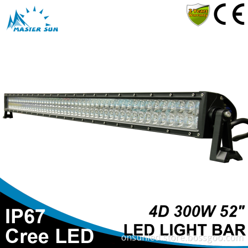 Waterproof 4D 52inch 300w led tractor work light car led light bar off road led light bar